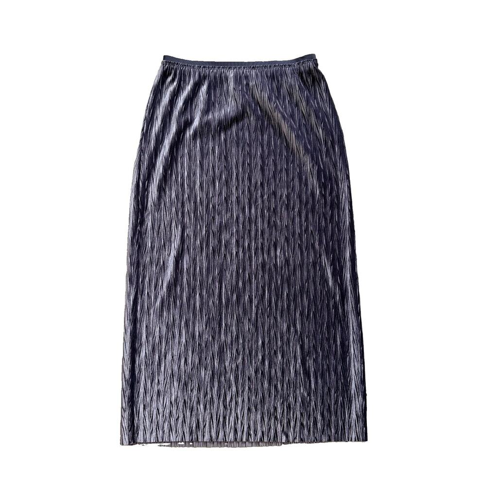 Maeve by Anthropologie Metallic Plisse Crinkle Maxi Skirt Micro Pleat Velvety S